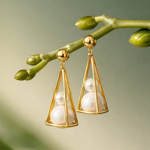 Golden Geometry Pearl Drops