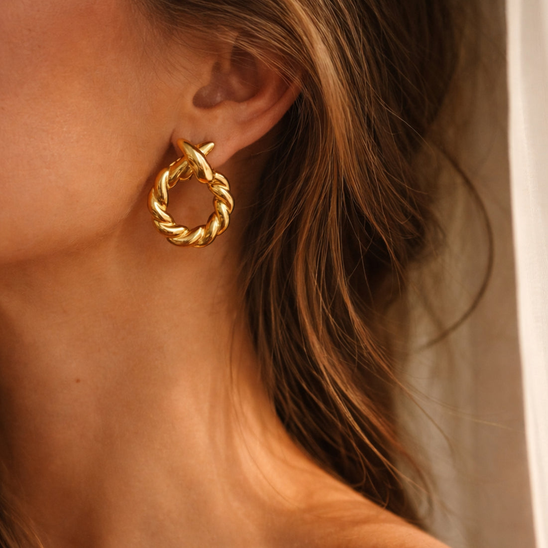 Twisted Gold Hoops