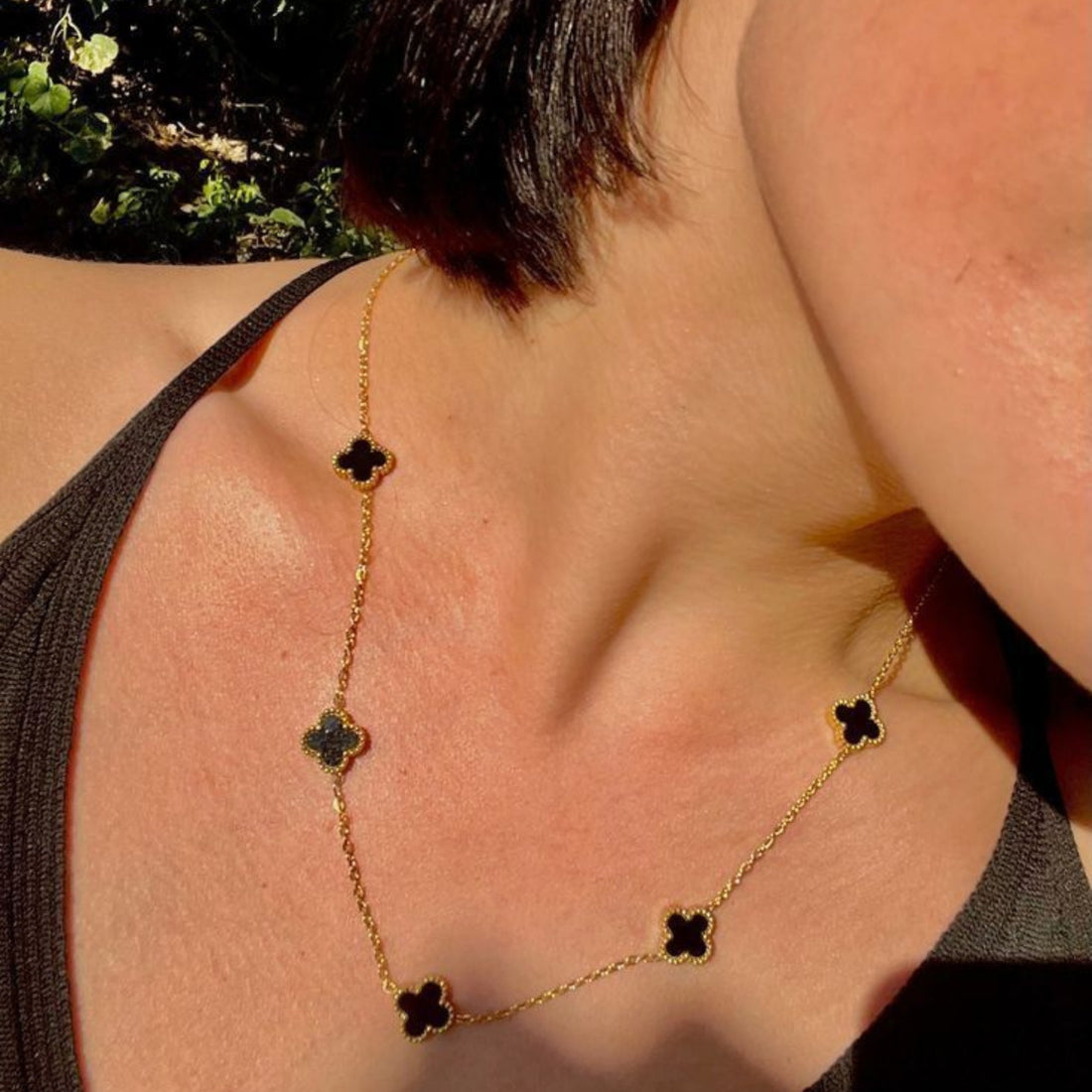 Midnight Clover Necklace