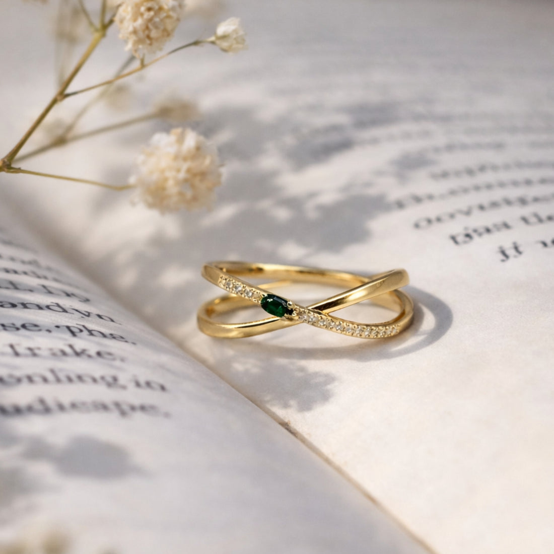 Emerald Twist Ring